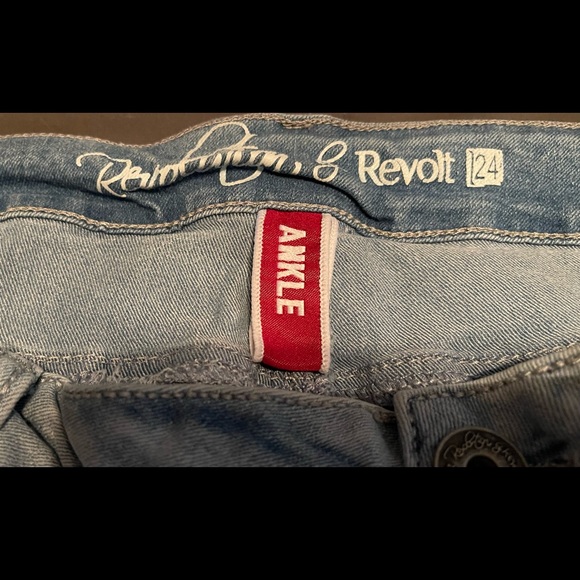 Revolution by Revolt. Ankle Length. Light Blue Denim. Distressed - Picture 5 of 6